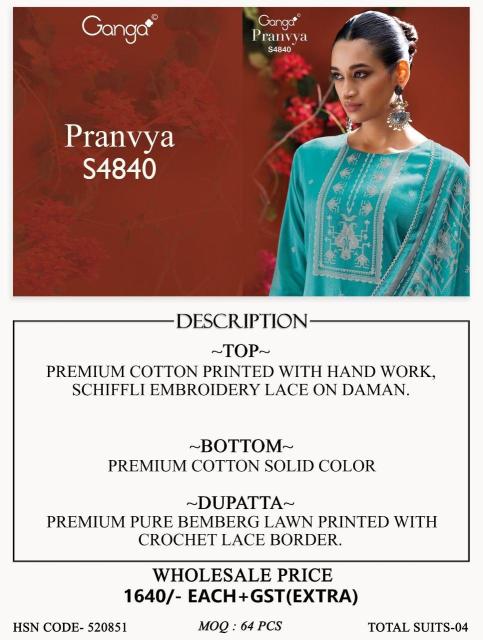 Ganga pranvya 4840 dress materials wholesale dealers in hyderabad